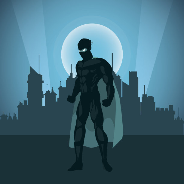 绘制超级英雄卡通，矢量插图图片下载