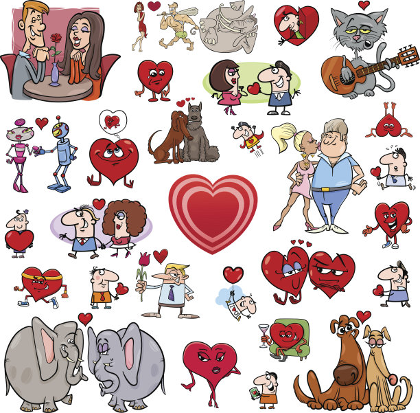 情人节大卡通套装图片下载