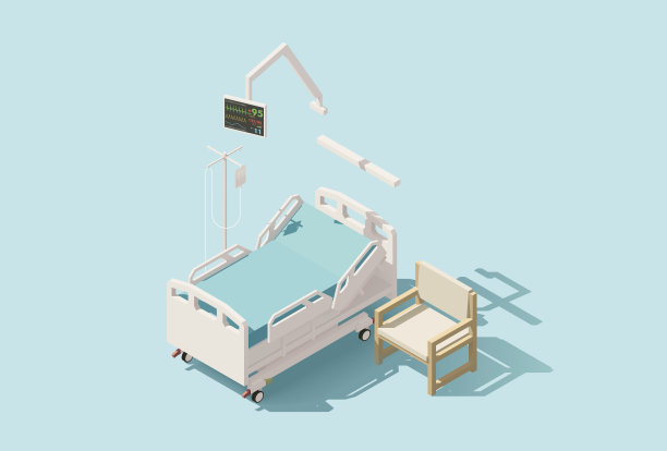 向量等距低聚医院病床图片下载