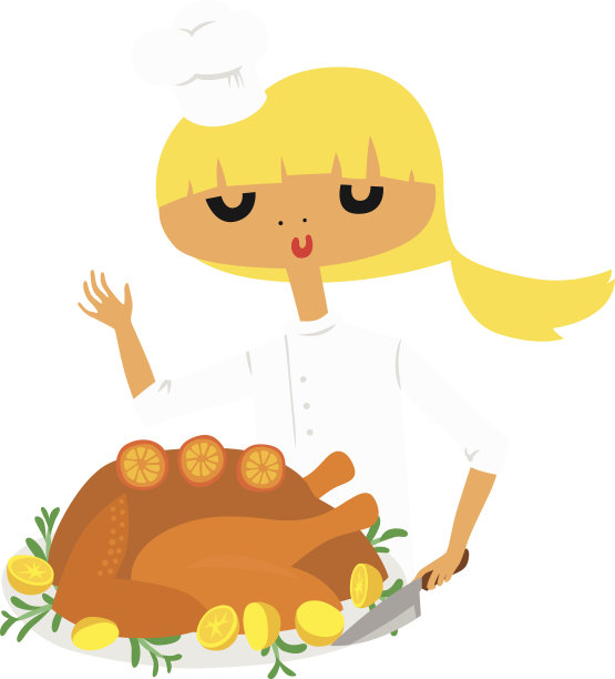漂亮厨师烹饪烤火鸡图片下载