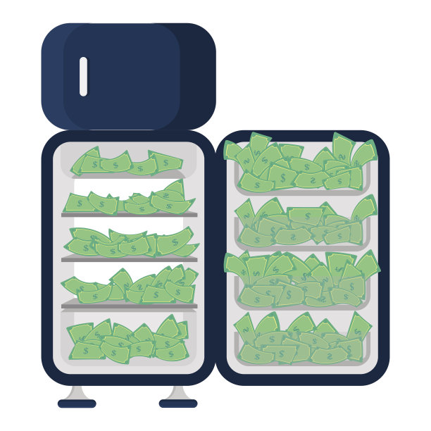 打开装满钱的冰箱图片下载