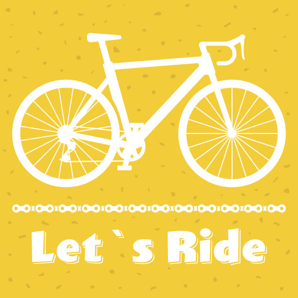 极简主义自行车海报Let’s Ride。黑色公路赛车图片下载