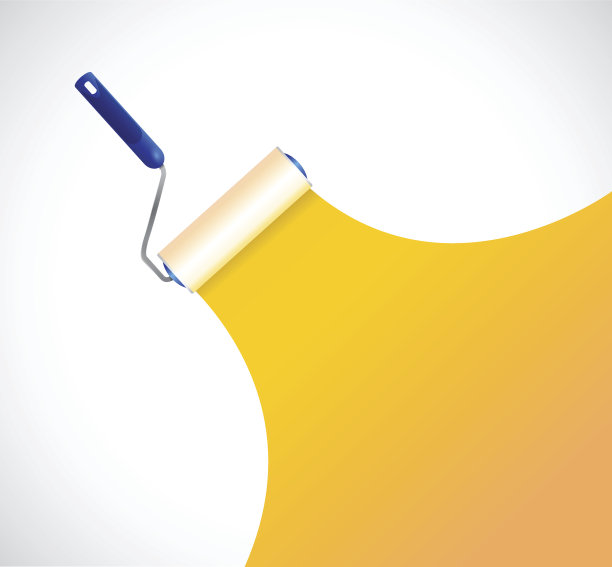 漆辊和橙色漆条。w上的插图设计图片下载