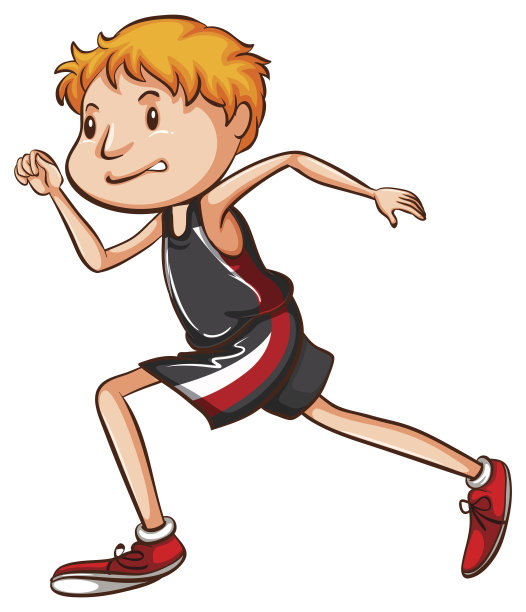 一个男孩跑步的简单画图片下载