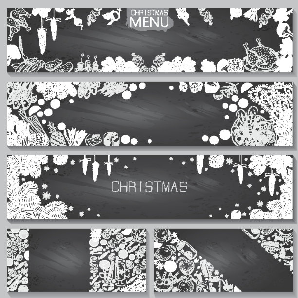 横幅。手绘菜单背景。冬天和圣诞节的食物。图片下载