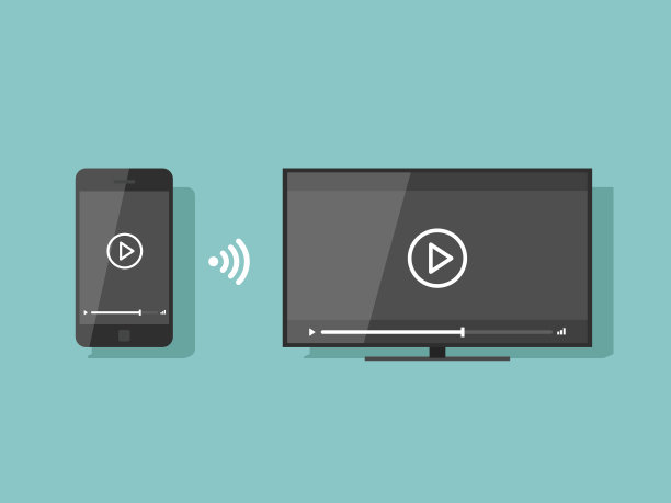 手机连接到电视流视频矢量插图图片下载