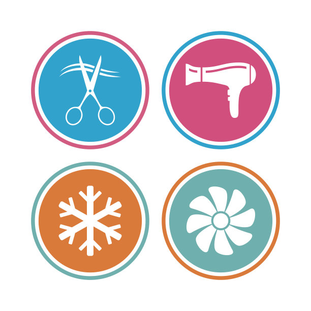 酒店服务图标。空调,吹风机。图片下载