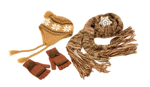 冬季配件孤立在白色背景上。图片下载