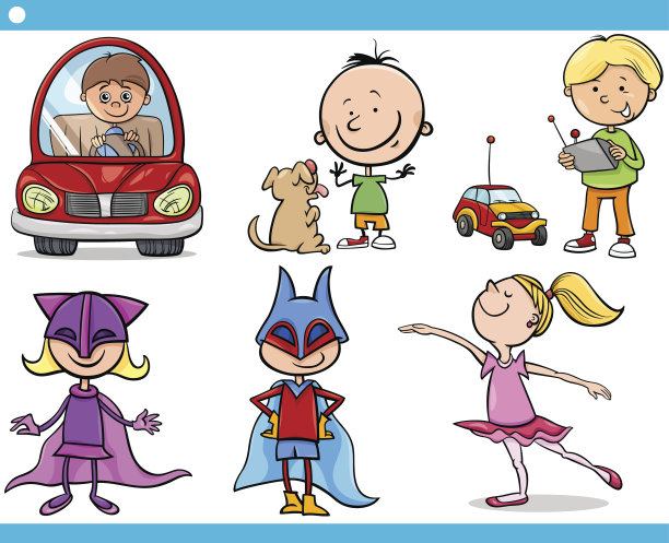 可爱的小朋友卡通套装图片下载