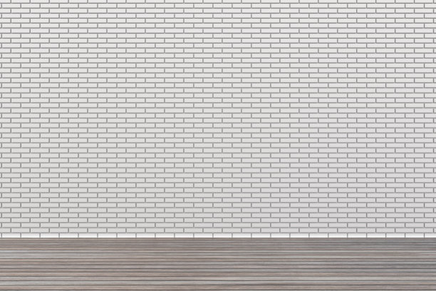 3d白色砖和木地板背景图片下载