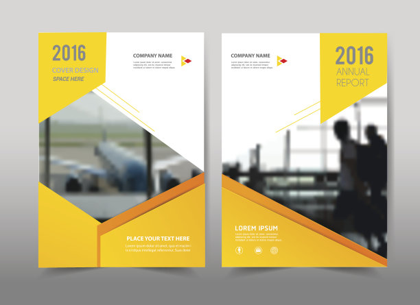 背景上的黄色设计。手册模板布局。素材图片