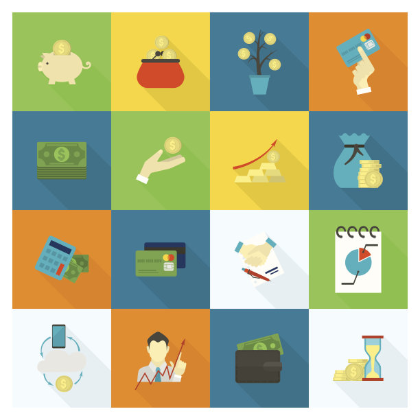 商业和金融图标集图片下载