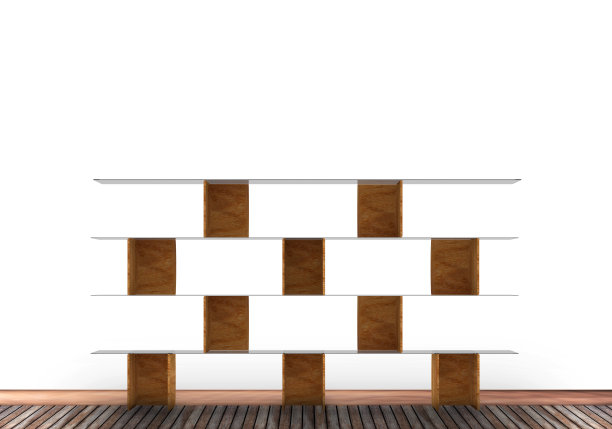 3d白色墙壁和书架的木材背景图片下载