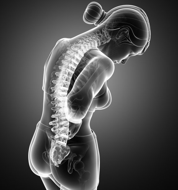 女性感到背部疼痛图片下载