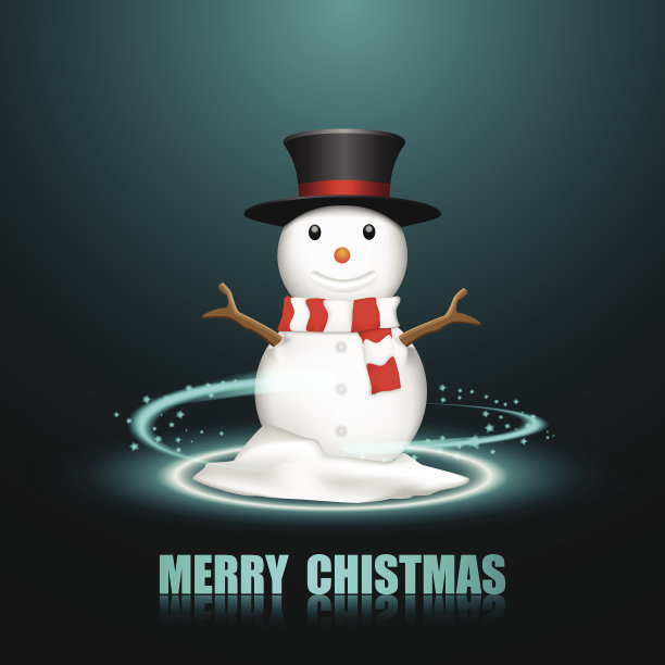 圣诞快乐雪人贺卡，矢量插图图片下载