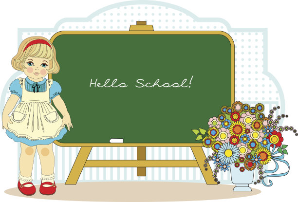 学校黑板旁的女孩图片下载