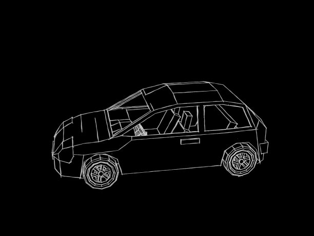 多边形的车。孤立在黑色背景上。示意图说明。图片下载