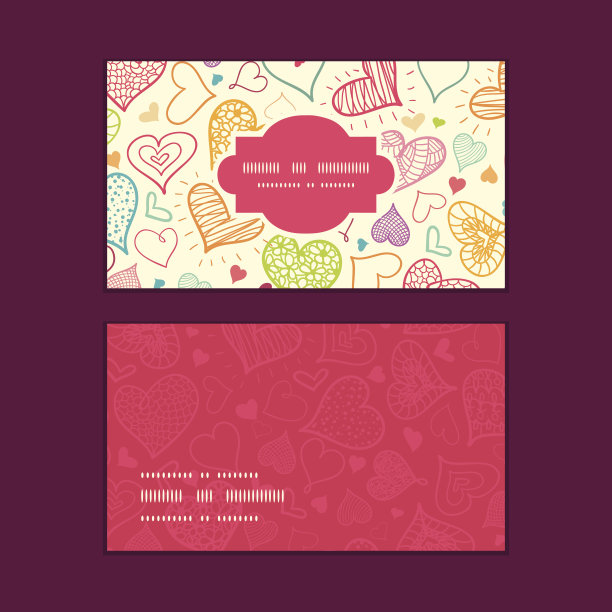 矢量涂鸦心形剪影图案框架图片下载