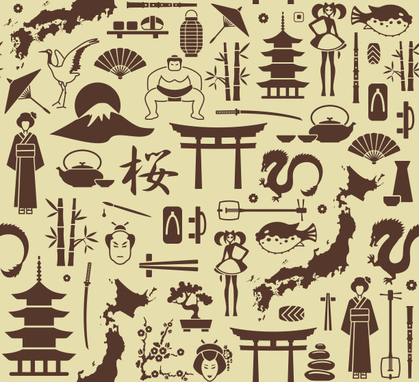 日本主题无缝背景图片下载