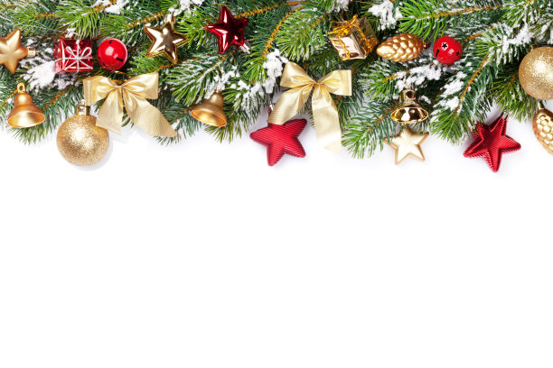 圣诞框架装饰和冷杉树图片下载