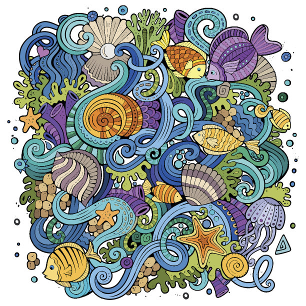 卡通水下生活插图图片下载