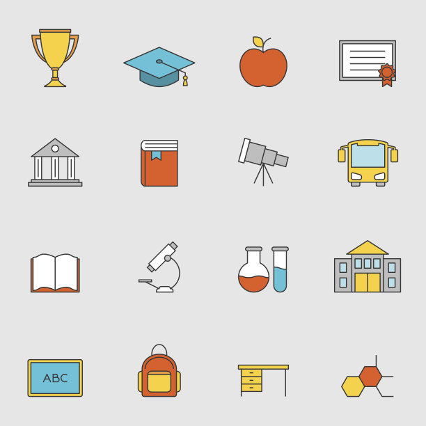 学校教育平线图标卷3图片下载