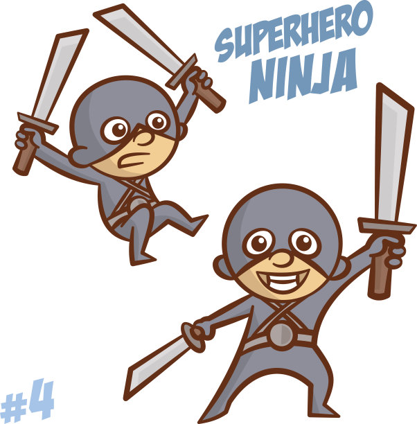 超级英雄忍者男孩剪报图片下载