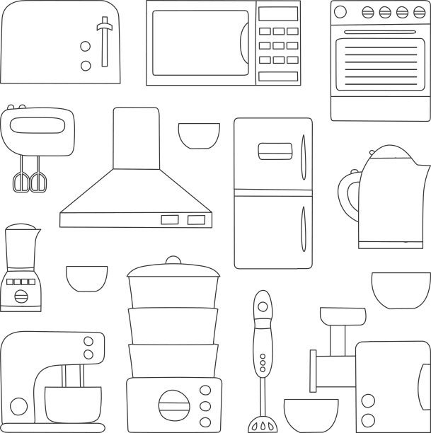 矢量厨房用具图标图片下载