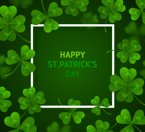 三叶草在绿色背景下的帕特里克节图片下载