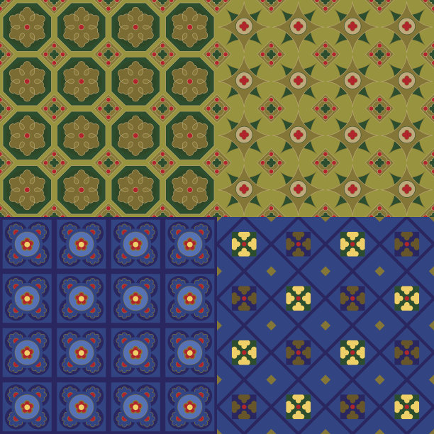 蓝色和金色无缝背景图片下载