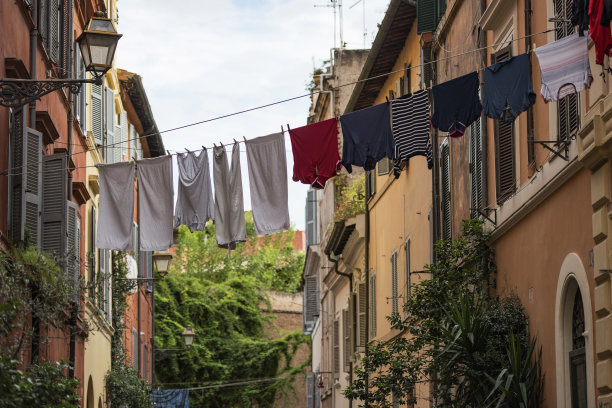 罗马Trastevere的植被和建筑。图片下载