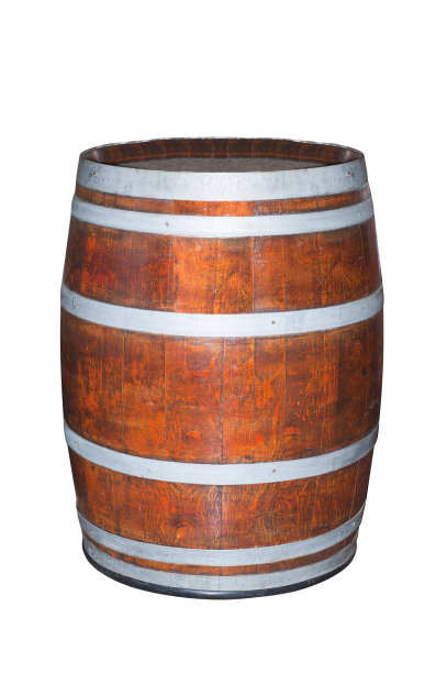 孤立的橡木桶，银色装饰图片下载