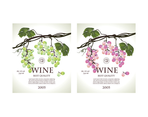 一套概念标签的白和玫瑰葡萄酒图片下载