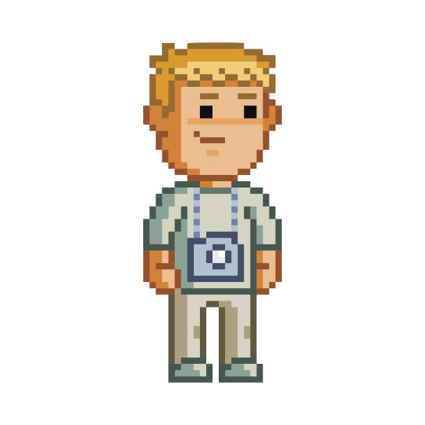 矢量8位像素艺术摄影师图片下载