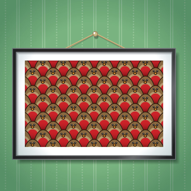 画框里的一群知更鸟图片下载