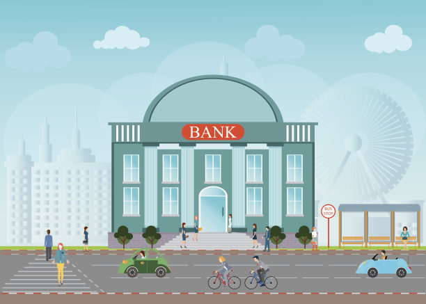 银行大楼外。图片下载