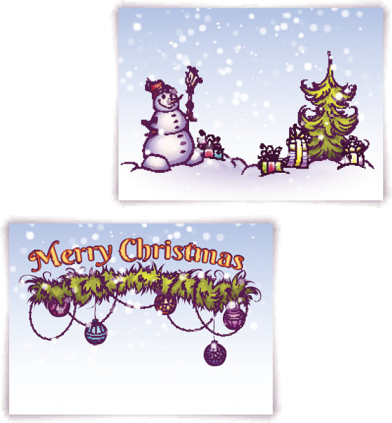 矢量插图的圣诞门与雪人蚂蚁枞树图片下载