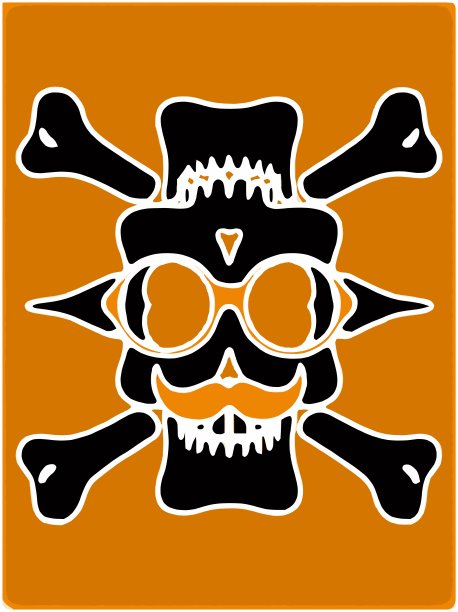 黑色魔鬼头骨，带眼镜，黄色背景图片下载