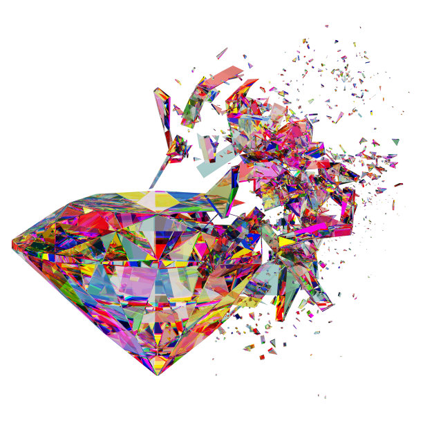 3d渲染闪闪发光的彩色钻石折射在白色的背景。图片下载