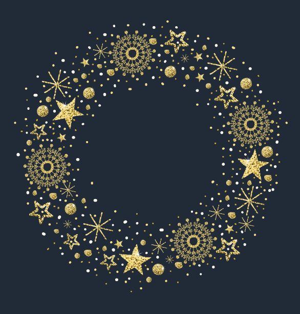 圣诞节黄金框架素材图片