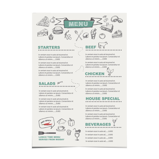 餐厅咖啡馆菜单。图片下载