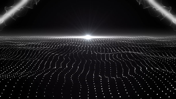 粒子动画与风和波浪的海洋图片下载