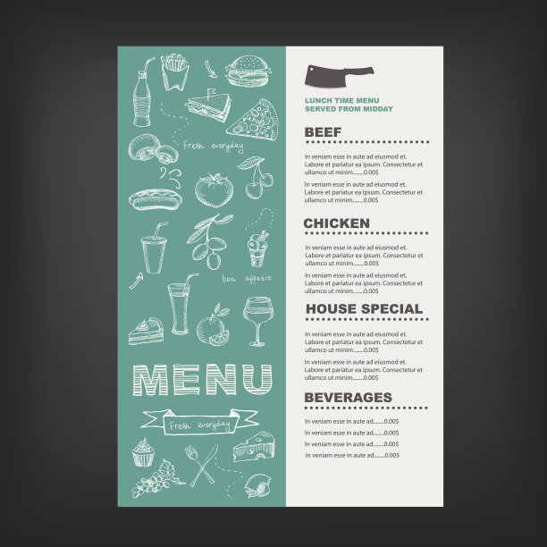 餐厅咖啡馆菜单。图片下载