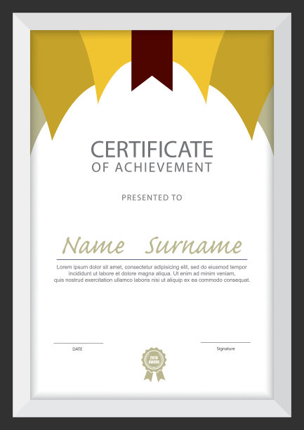 证书模板，文凭布局，A4大小，矢量图片下载