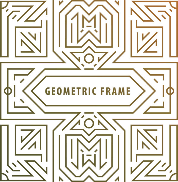 矢量交织字母设计元素在时尚复古和单线图片下载