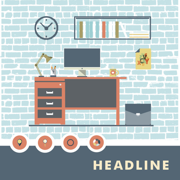 工作室内部项目的平面图标图片下载