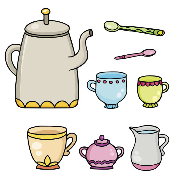 集隔离线描彩茶时间供应图片下载