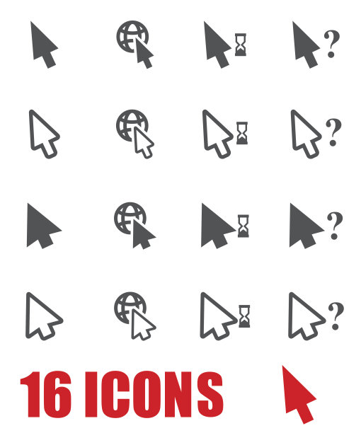 向量灰色光标图标设置在白色背景图片下载