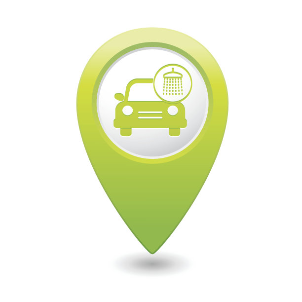 洗车图标上的地图指针图片下载