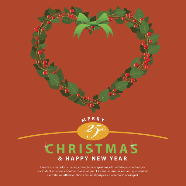 红绿花环花束心形装饰圣诞节事件02图片下载